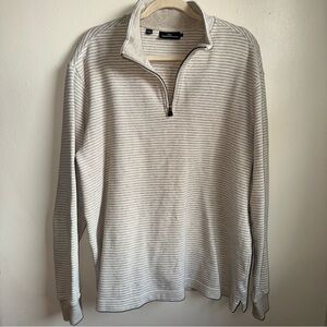 Rodd & Gunn Men's 1/4 Zip Sweater - Cream Stripes Size: Large